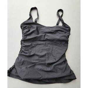 Athleta Black Square Neck Tankini Top Adjustable Straps 34 D /DD